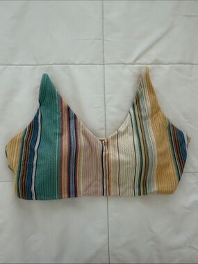 O'Neill Multicolor Striped Bikini Top in Teal, Mustard, Cream & Pink